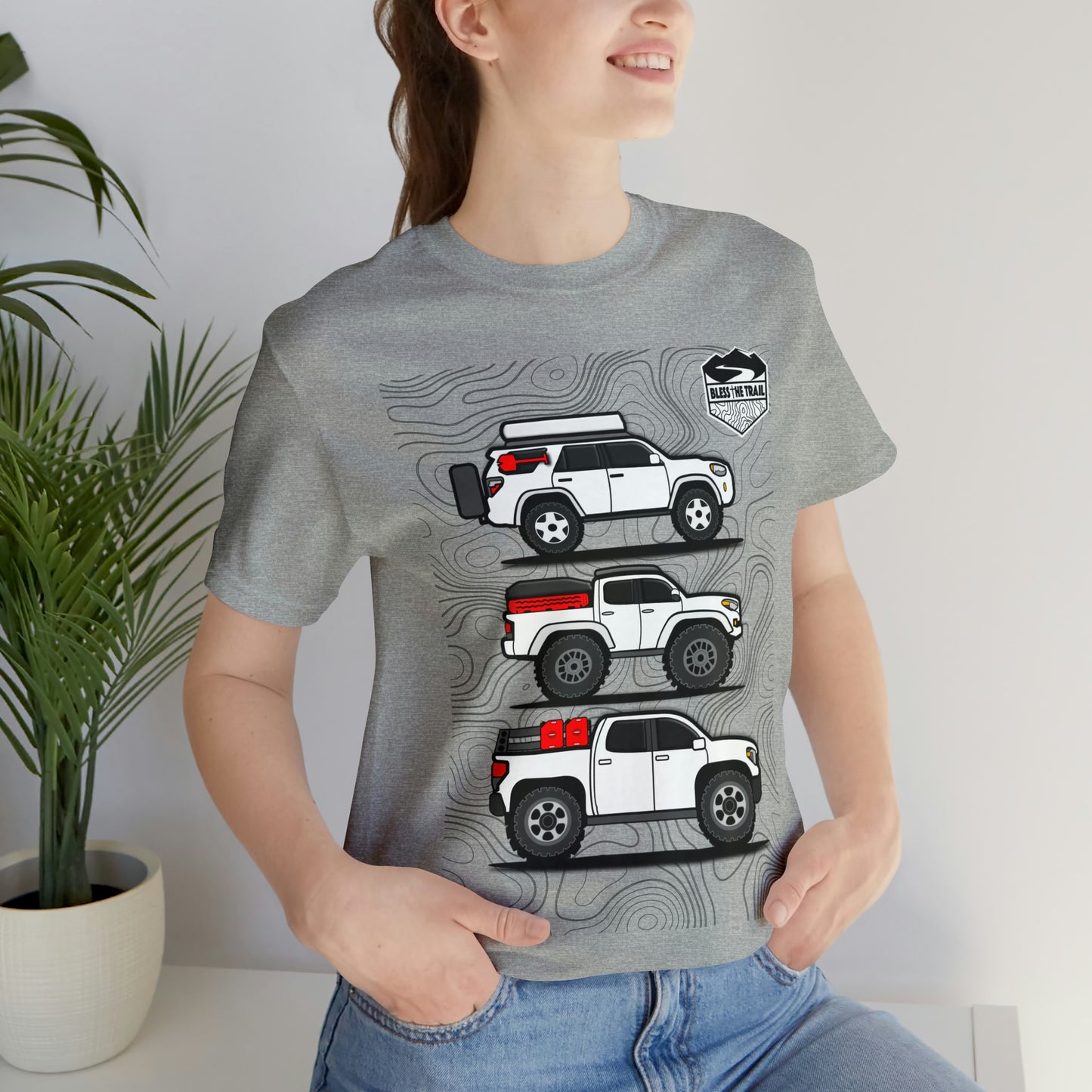 Topo Toyota Trail Trio Tee: Embrace Adventure with Iconic 4Runner, Tacoma, and Tundra