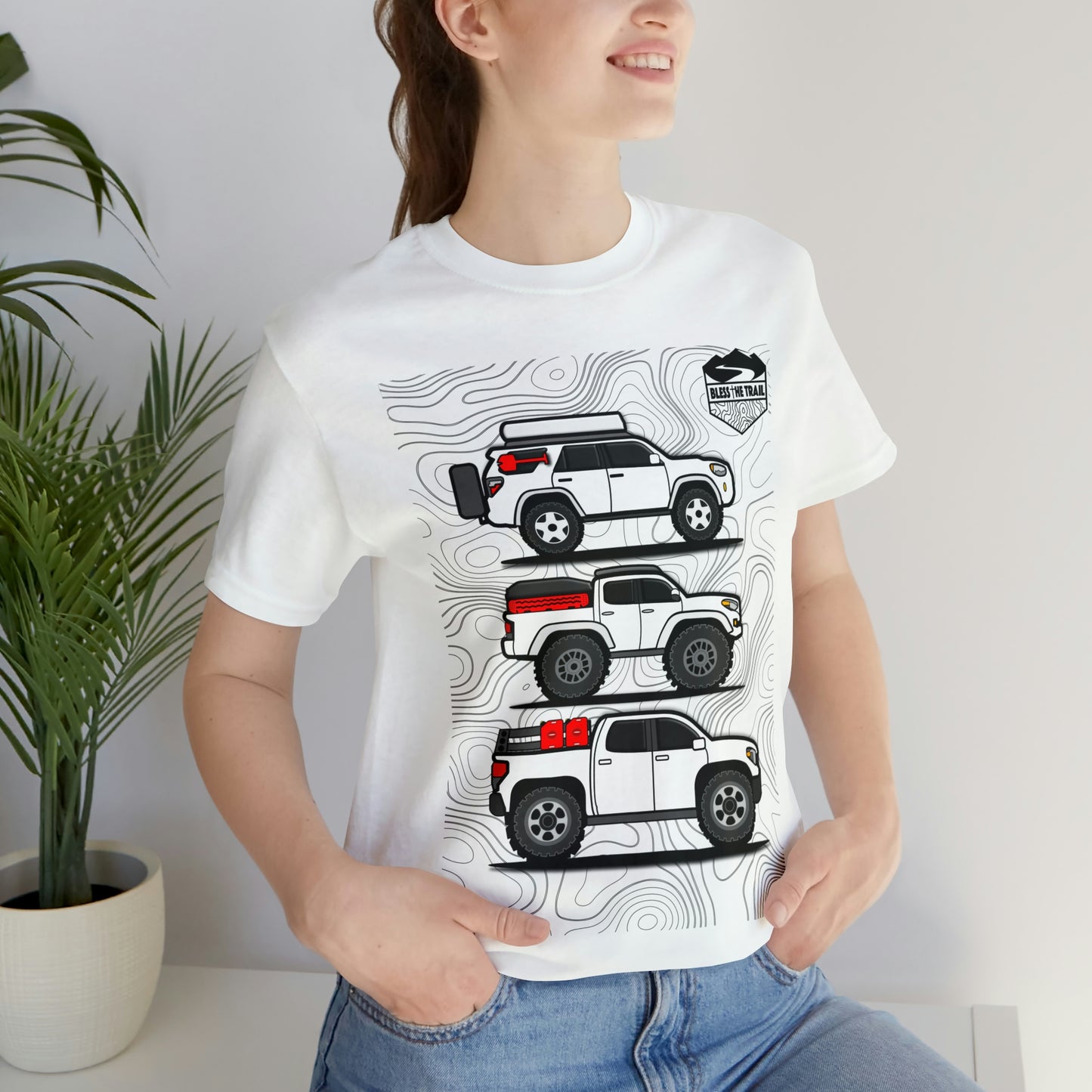 Topo Toyota Trail Trio Tee: Embrace Adventure with Iconic 4Runner, Tacoma, and Tundra